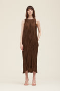 Load image into Gallery viewer, Celine Sleeveless Pleated Midi Dress - Acorn