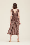 Load image into Gallery viewer, Meryl Smocked Velvet V-Neck Dress - Bark