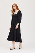 Load image into Gallery viewer, Amelia Square Neck Tiered Midi Dress - Black