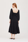 Load image into Gallery viewer, Amelia Square Neck Tiered Midi Dress - Black