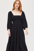 Load image into Gallery viewer, Amelia Square Neck Tiered Midi Dress - Black