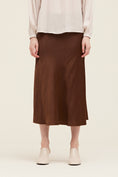 Load image into Gallery viewer, Evelyn Satin Bias Slip Midi Skirt - Cacao