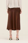 Load image into Gallery viewer, Evelyn Satin Bias Slip Midi Skirt - Cacao