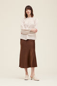 Load image into Gallery viewer, Evelyn Satin Bias Slip Midi Skirt - Cacao