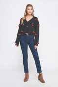 Load image into Gallery viewer, Katie 3D Cherry Front Button Cardigan - Cream

