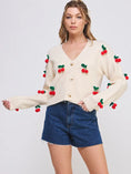Load image into Gallery viewer, Katie 3D Cherry Front Button Cardigan - Cream
