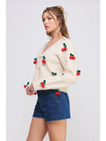 Load image into Gallery viewer, Katie 3D Cherry Front Button Cardigan - Cream
