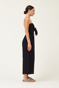 Load image into Gallery viewer, Chrissy Tie Front Gauze Strapless Jumpsuit - Black
