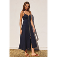 Load image into Gallery viewer, Isabella Button Front Midi Dress - Navy Blue
