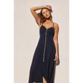 Load image into Gallery viewer, Isabella Button Front Midi Dress - Navy Blue
