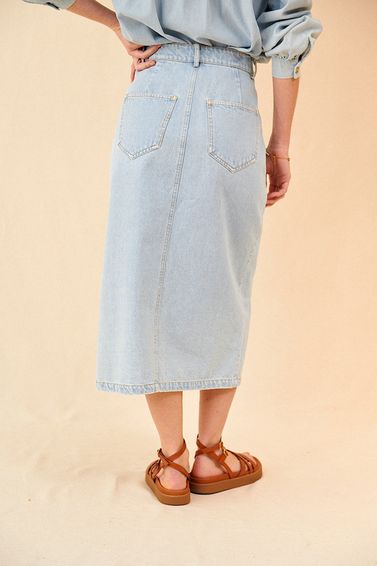 Kelly Denim Midi Skirt - Light Blue