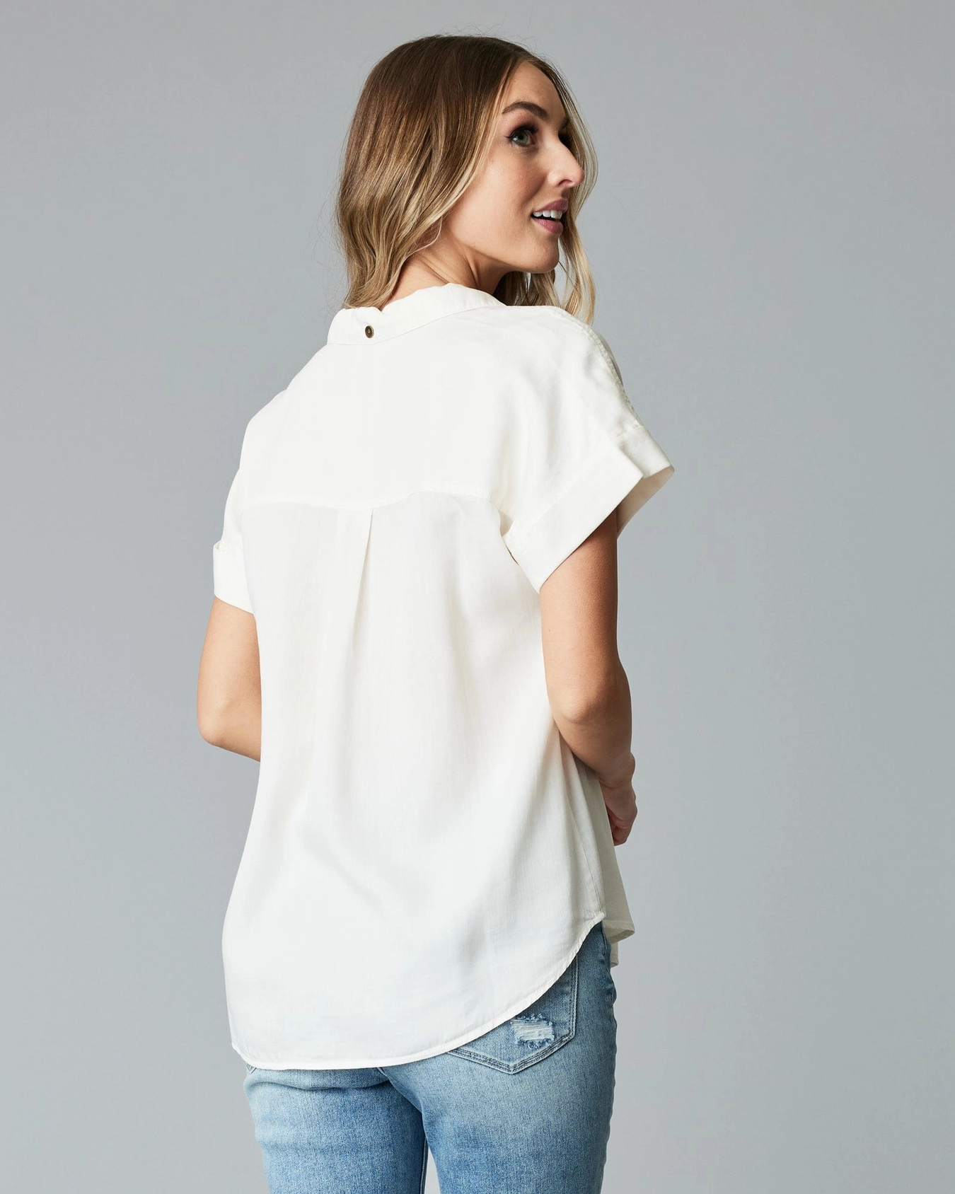 Kristy Collar Button Down Blouse - Gardenia