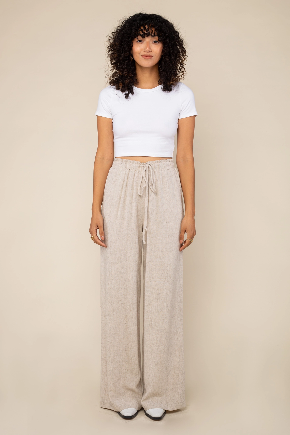 Marianna Wide Leg Linen Pant - Natural