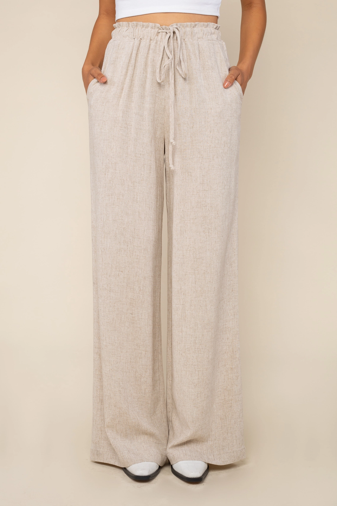 Marianna Wide Leg Linen Pant - Natural