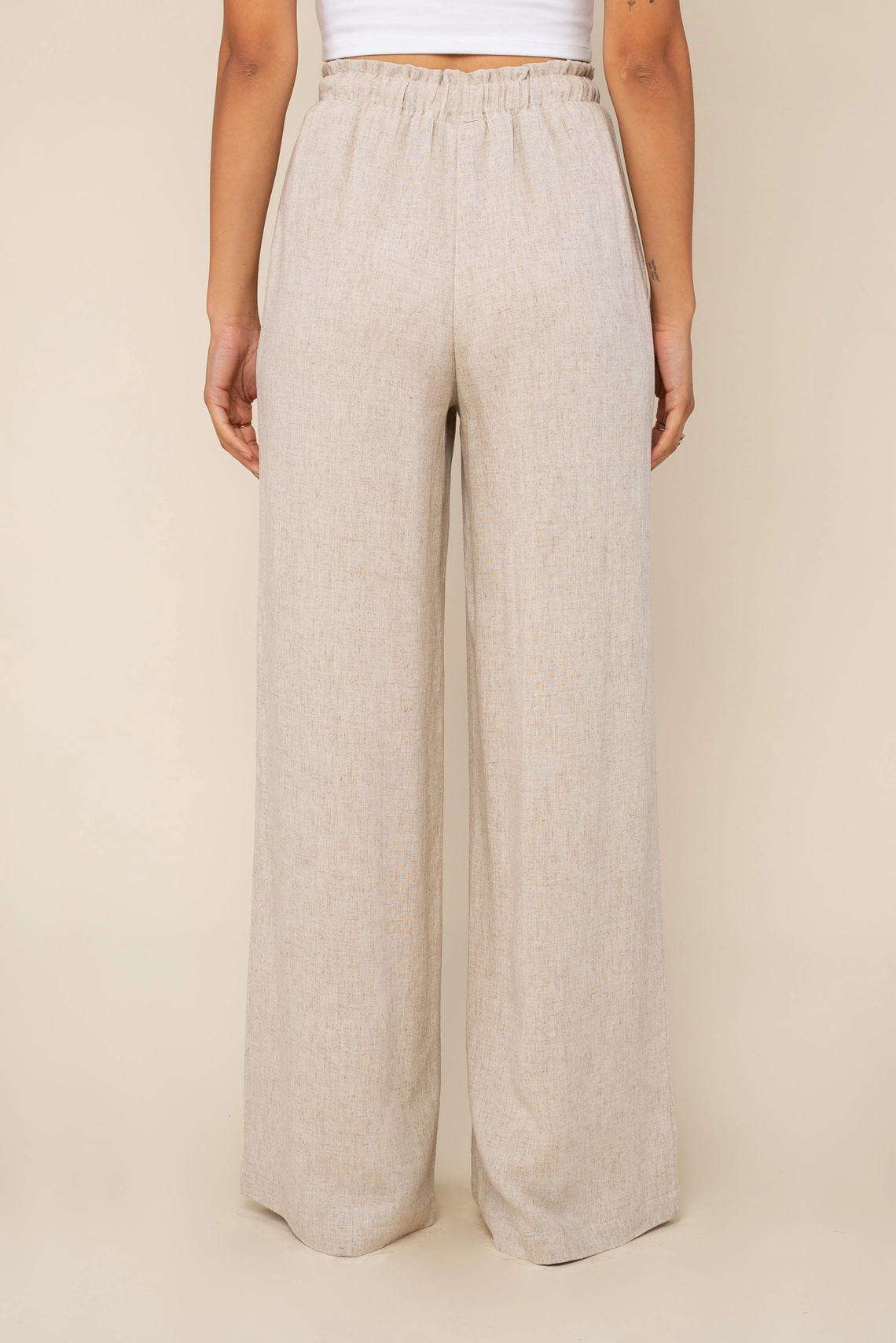 Marianna Wide Leg Linen Pant - Natural