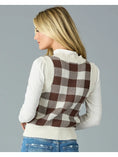 Load image into Gallery viewer, Addison Plaid V-Neck Sweater Vest - Coffee Check
