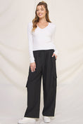 Load image into Gallery viewer, Adrienne Wide Leg Cargo Pants - Black
