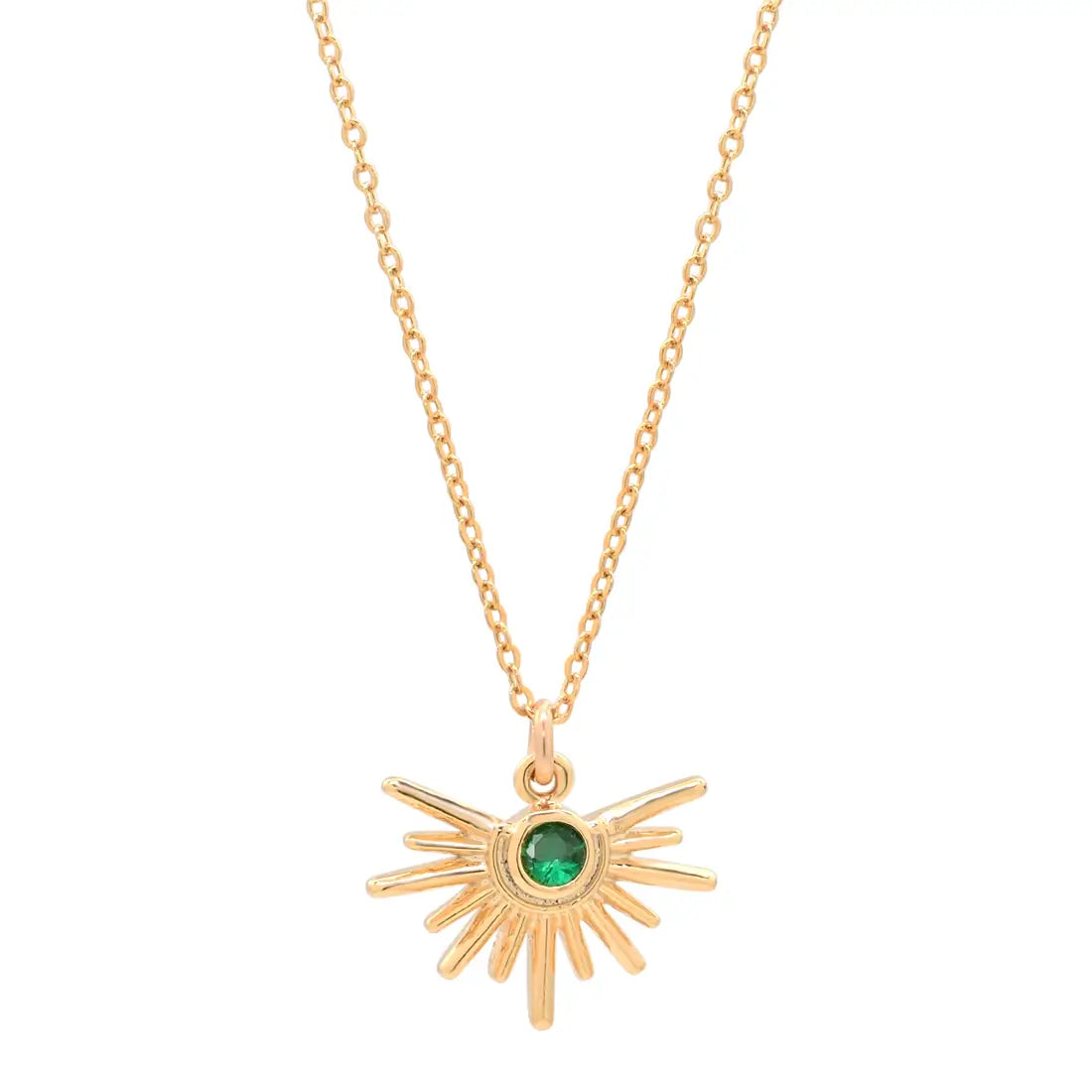 Alora Green Cubic Zirconia Starburst Necklace - 14k Gold Filled