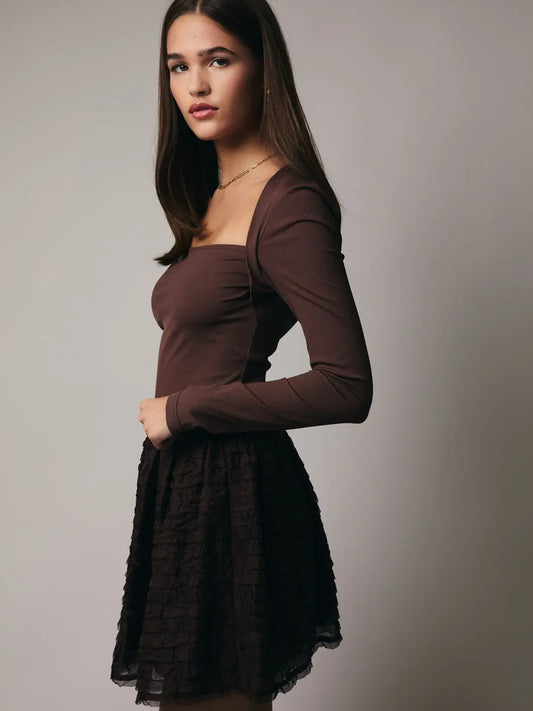 Amber Long Sleeve Shrug Top - Brown