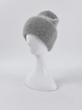 Load image into Gallery viewer, Harper Angora Wool Blend Beanie - Grey/Dusty Rose
