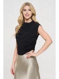 Load image into Gallery viewer, Aria Mock Neck Ruched Crop Top - Black
