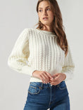 Load image into Gallery viewer, Ashtyn Cable Knit Balloon Sleeve Sweater - White
