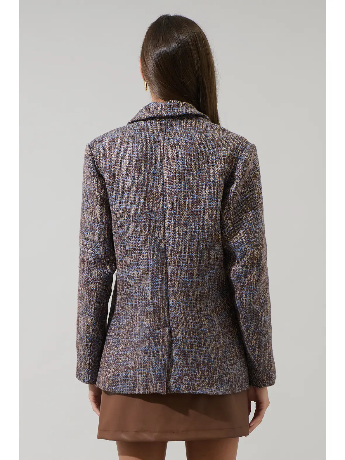 Bethany Tweed Oversized Blazer - Brown/Blue