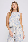 Load image into Gallery viewer, Allie Floral Linen Blend Tank Top - Blue Blossom
