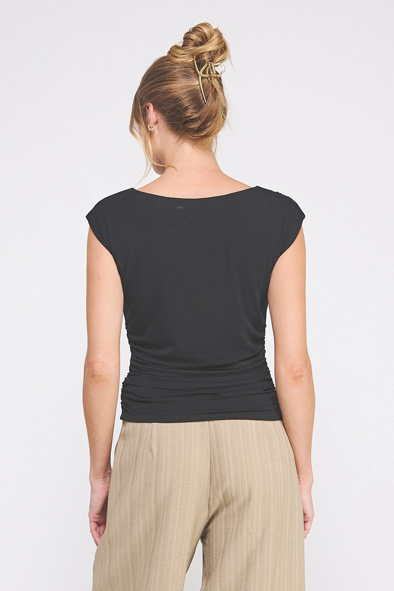 Sophie Boatneck Sleeveless Top - Black