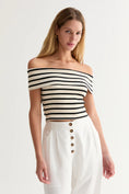 Load image into Gallery viewer, Brenda Striped Off-the-Shoulder Top - Cream/Black
