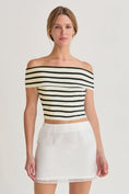 Load image into Gallery viewer, Brenda Striped Off-the-Shoulder Top - Cream/Black
