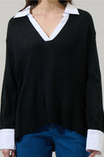 Load image into Gallery viewer, Brie Collared Shirt Sweater - Black/White
