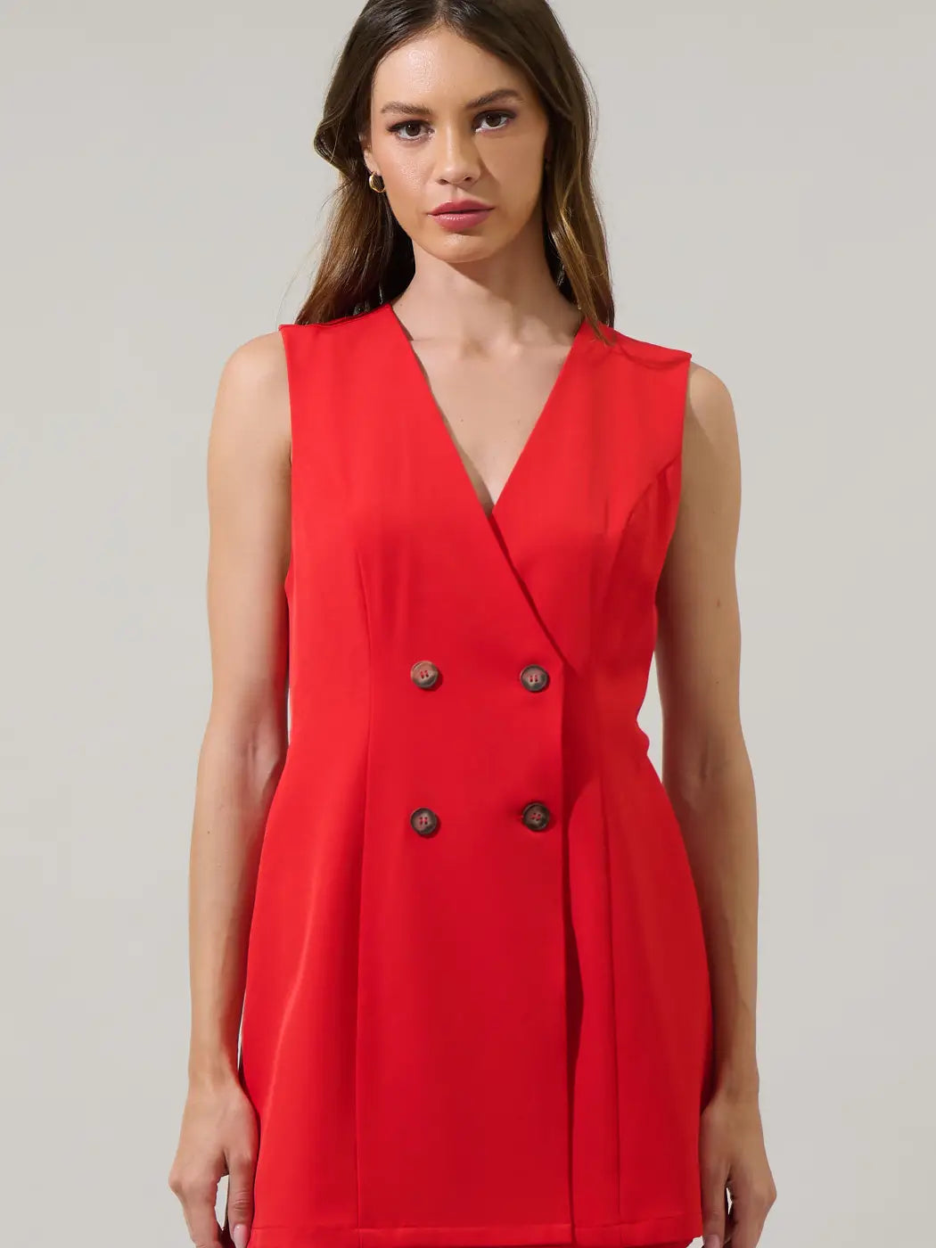 Carmen Wrap Button Romper - Red