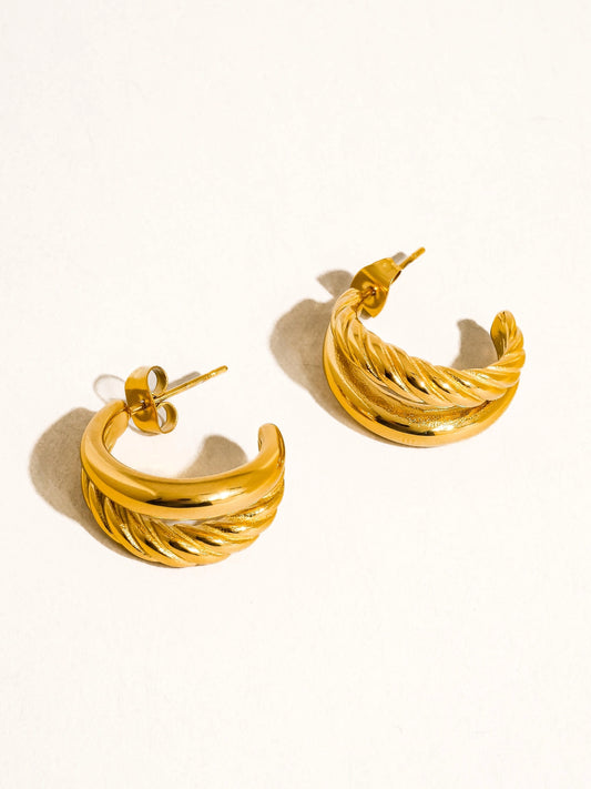 Cassie Braided Double Hoop Earring - Gold