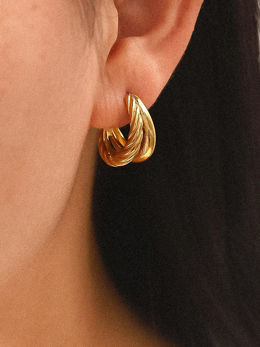 Cassie Braided Double Hoop Earring - Gold