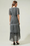 Load image into Gallery viewer, Celeste Shimmer Ruffle Tiered Dress - Silver Black
