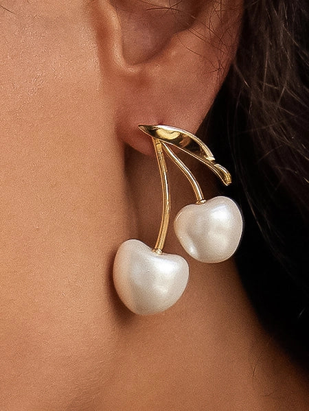 Cera Large Pearl Cherry Earrings
