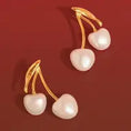 Load image into Gallery viewer, Cera Large Pearl Cherry Earrings
