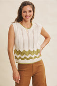 Load image into Gallery viewer, Charlie Cable Knit Sweater Tank - Cream/Sage
