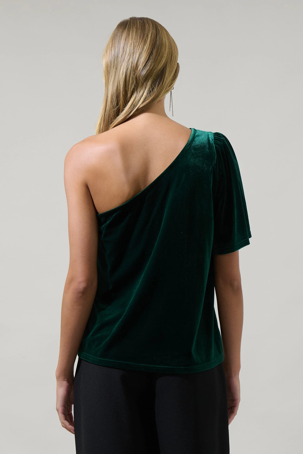 Chelsea Velvet One-Shoulder Top - Emerald