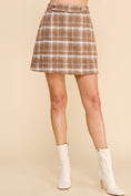 Load image into Gallery viewer, Cher Plaid Boucle Mini Skirt - Mocha Ivory
