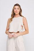 Load image into Gallery viewer, Cherry Embroidered Scallop Tank Top - Natural
