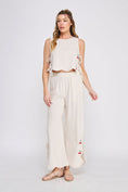 Load image into Gallery viewer, Cherry Embroidered Scallop Pants - Natural
