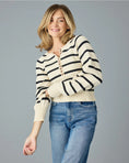 Load image into Gallery viewer, Claire Striped Button Sweater - Black/Ivory
