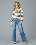 Load image into Gallery viewer, Claire Striped Button Sweater - Black/Ivory
