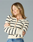 Load image into Gallery viewer, Claire Striped Button Sweater - Black/Ivory
