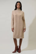 Load image into Gallery viewer, Cleo Cable Knit Sweater Dress - Taupe
