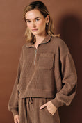 Load image into Gallery viewer, Tatum Collared Half Zip Pullover Top - Mocha
