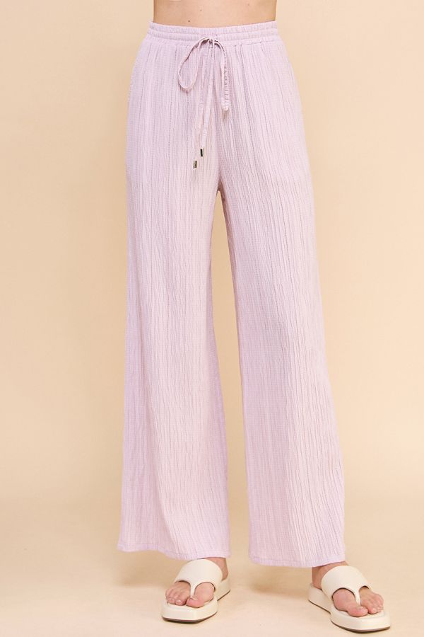 Daphne Woven Tie-Waist Pants - Dusty Lilac