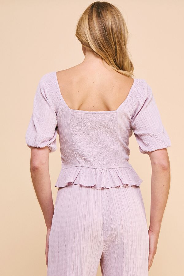 Daphne Woven Tiered Top - Dusty Lilac